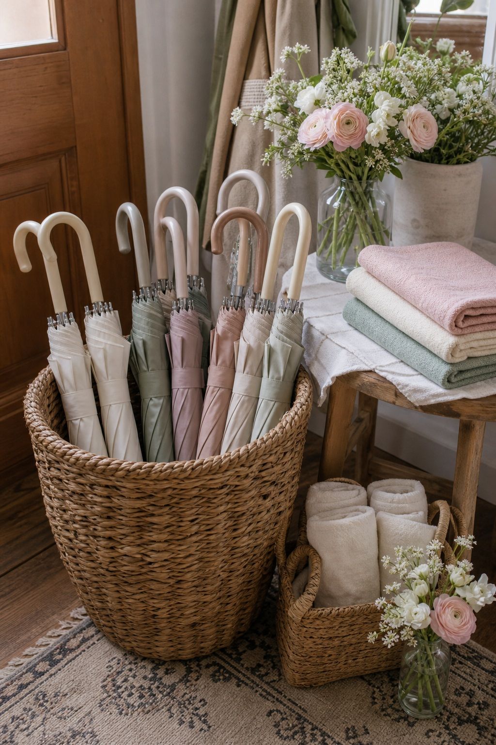 Build an Umbrella Basket for Guest Comfort small apartment idea for Top 20 Spring Wedding Ideas for a Fresh, Floral, and Budget-Friendly Celebration.