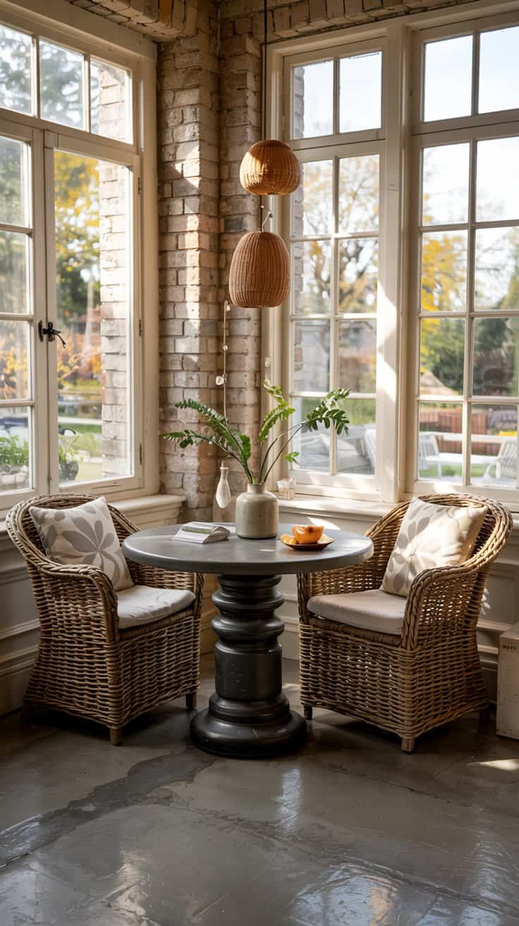 Create a cozy sunroom breakfast nook with these sunroom breakfast nook ideas, blending natural light, comfort, and functionality.