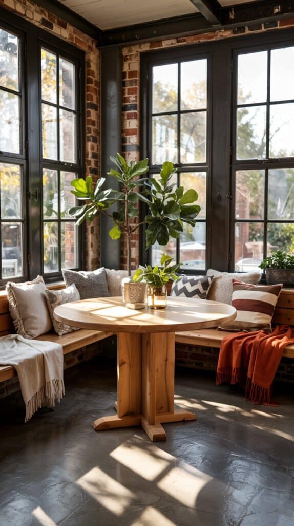 Create a cozy sunroom breakfast nook with these sunroom breakfast nook ideas, blending natural light, comfort, and functionality.