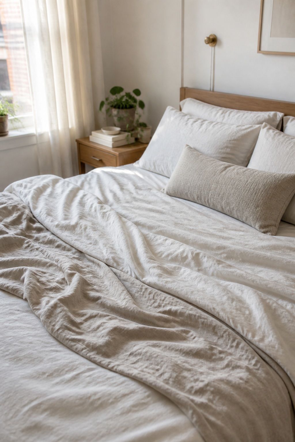 Lighten the Sheets to Cotton or Linen small apartment idea for Top 18 Best Bedroom Summer Decor Ideas for Small Apartments.