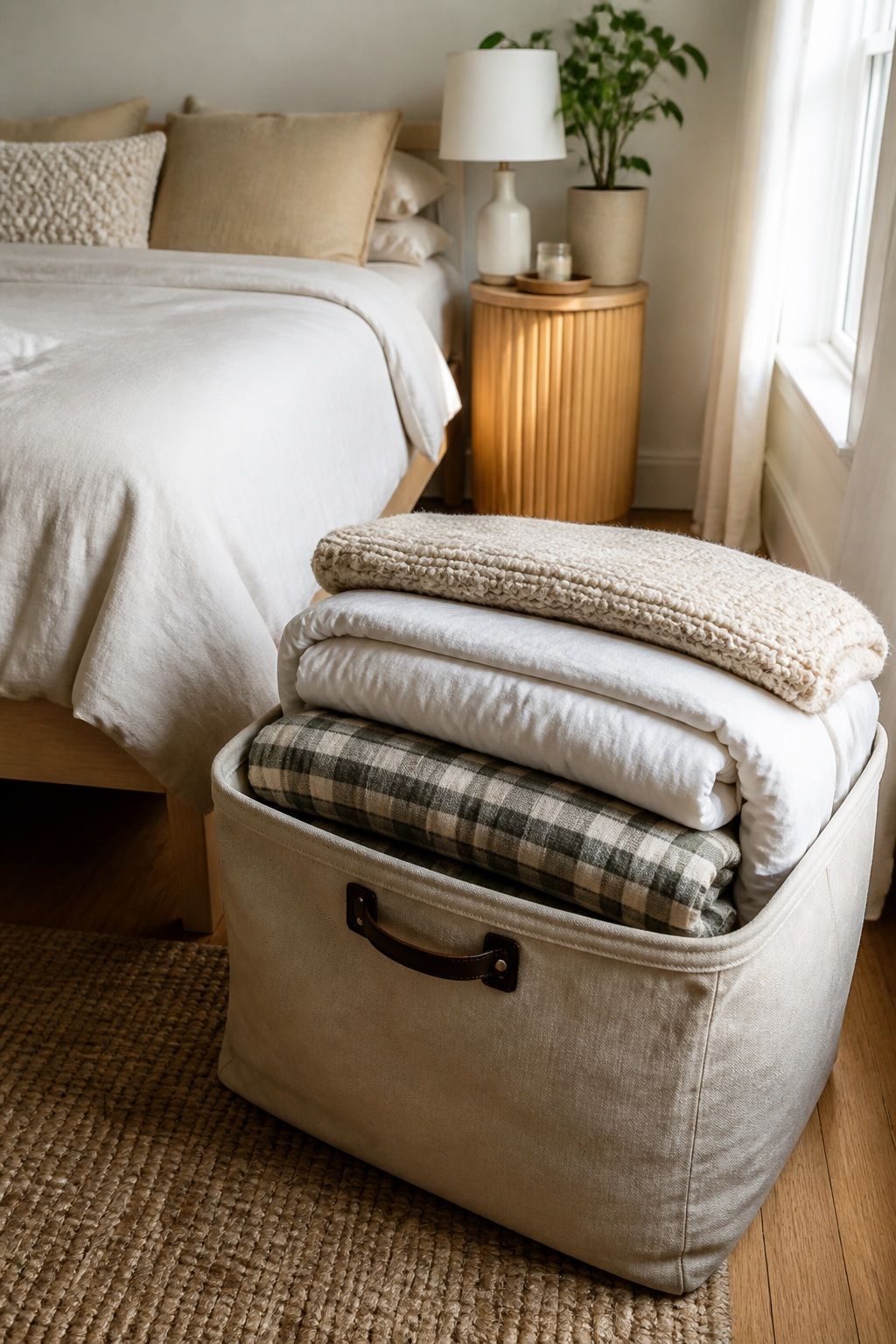 Store the Heavy Layers Together small apartment idea for Top 18 Best Bedroom Summer Decor Ideas for Small Apartments.