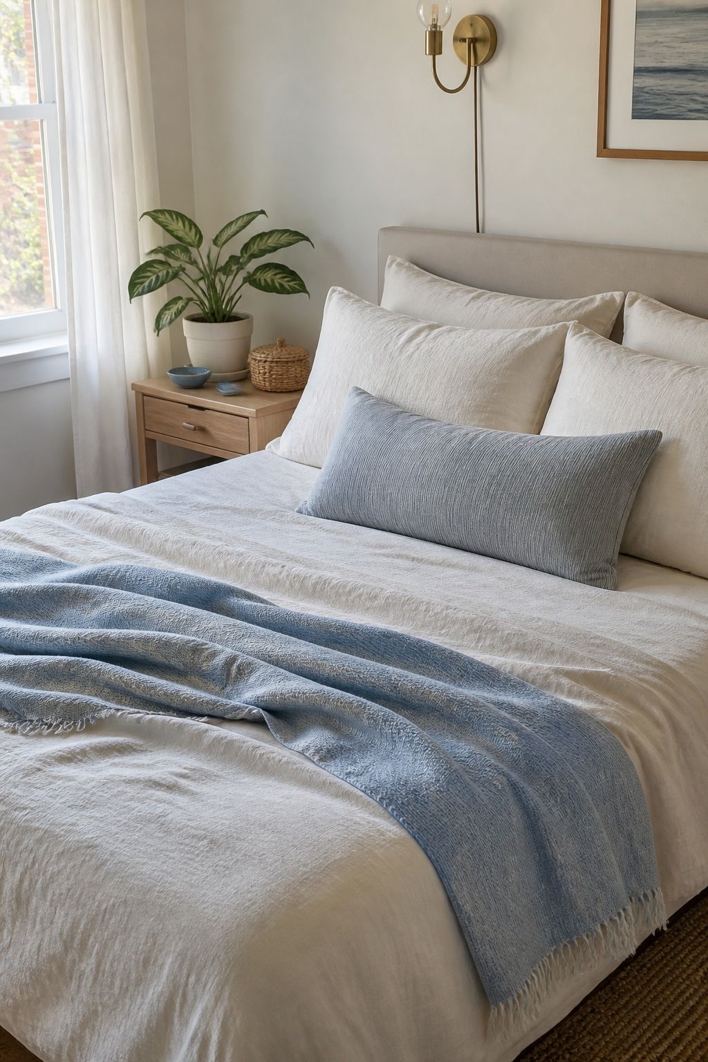 Add Soft Blue as the Cool Accent small apartment idea for Top 18 Best Bedroom Summer Decor Ideas for Small Apartments.