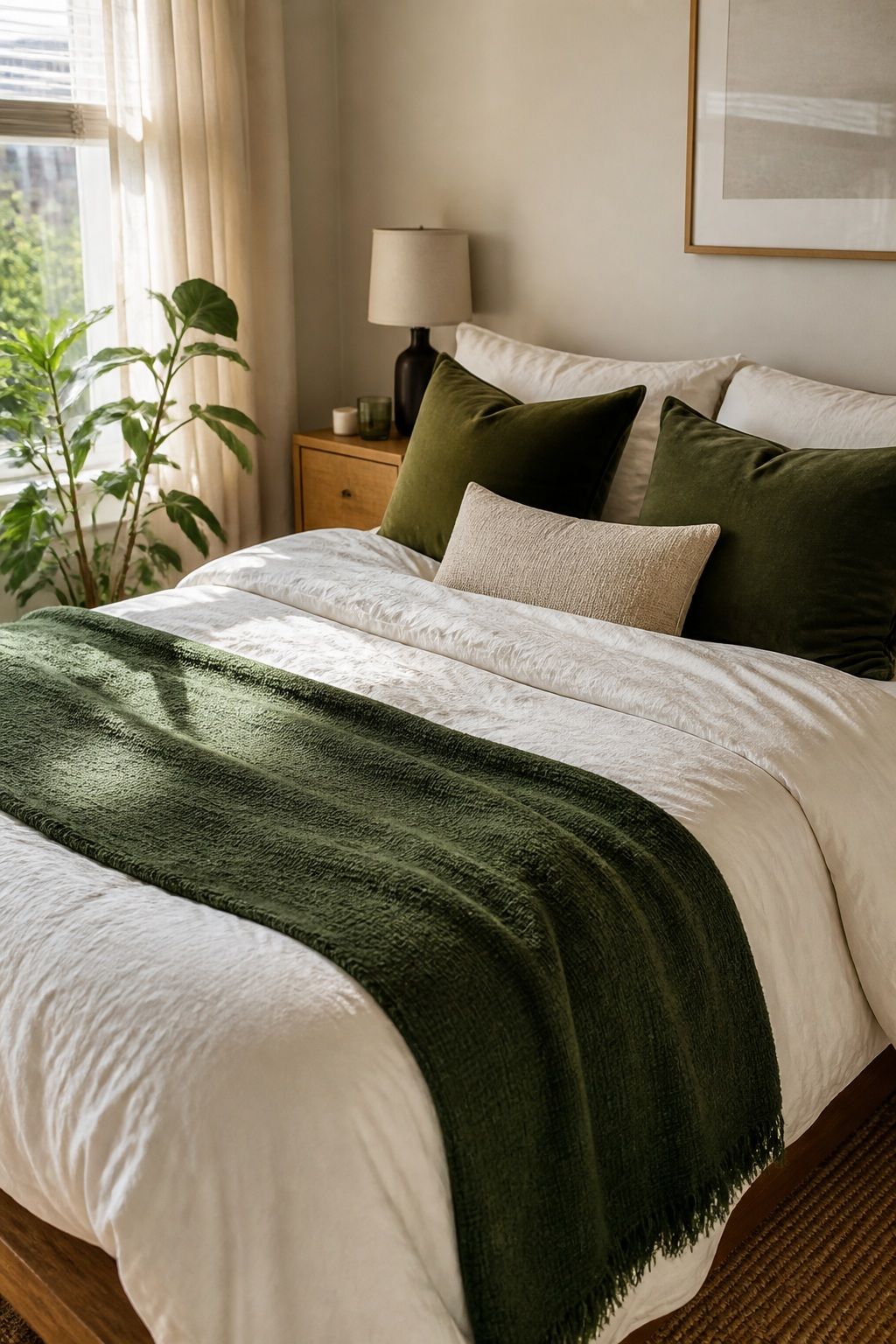 Try Deep Garden-Green for a Richer Look small apartment idea for Top 18 Best Bedroom Summer Decor Ideas for Small Apartments.