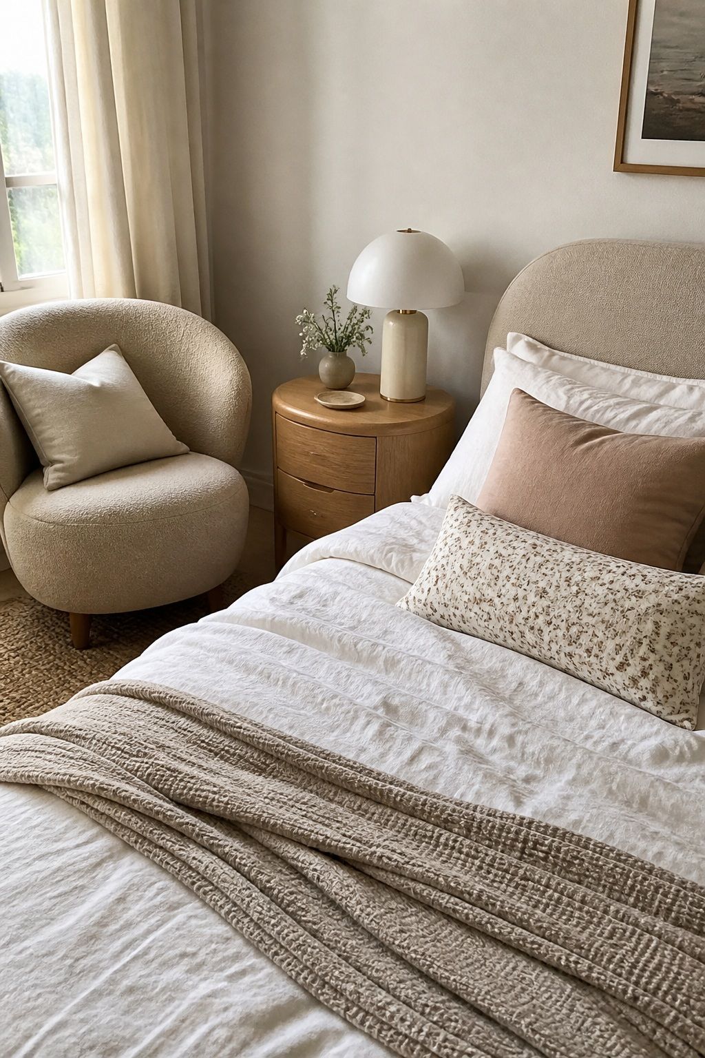 Add Curvy, Rounded Furniture Forms small apartment idea for Top 18 Best Bedroom Summer Decor Ideas for Small Apartments.