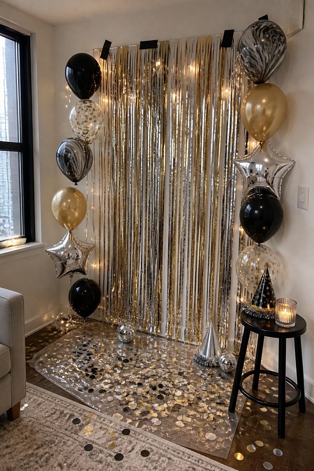 Create a Confetti and Streamer Zone small apartment idea for Top 19 Creative New Years Party Ideas for an Unforgettable Night.