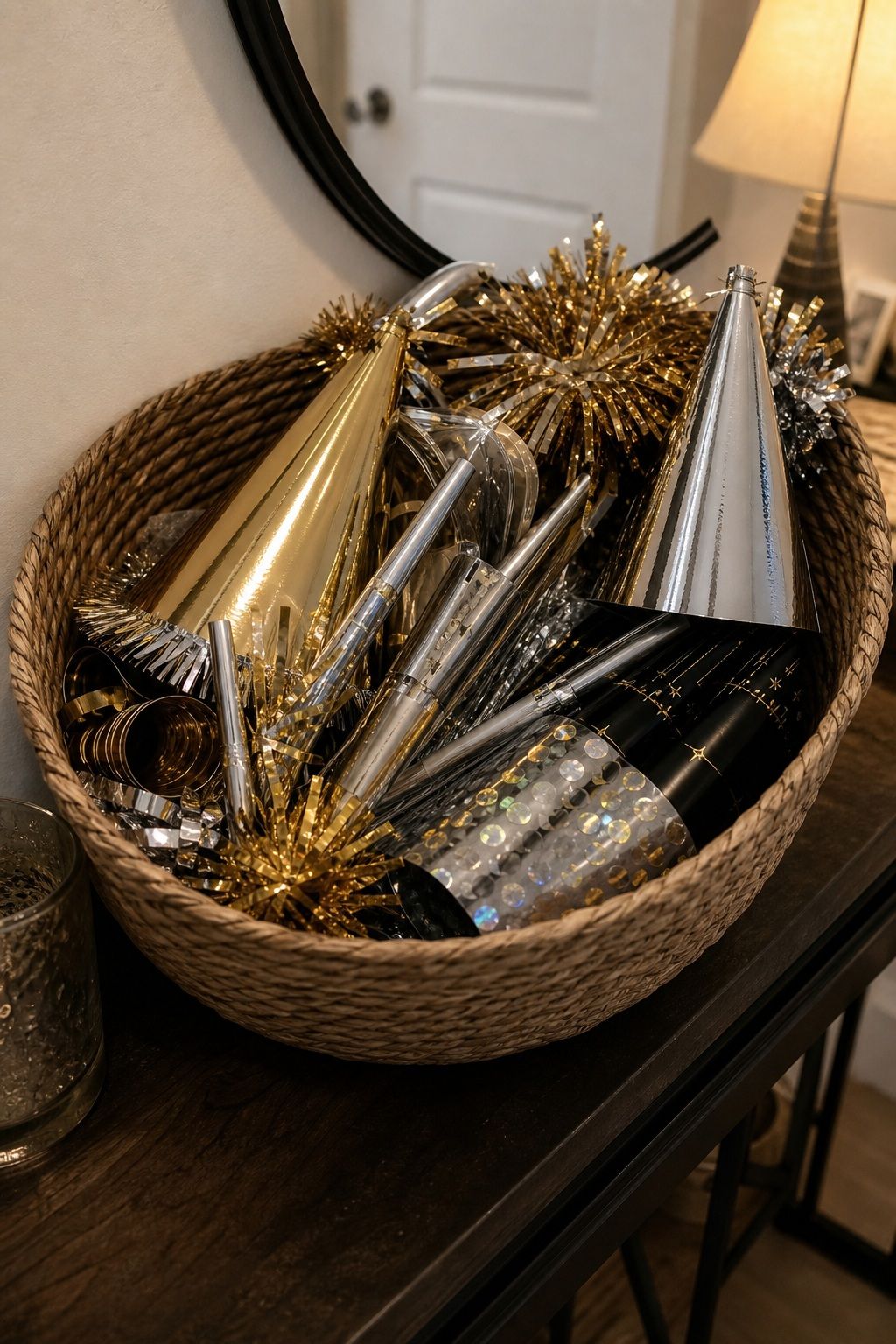 Stock a Basket of Countdown Props small apartment idea for Top 19 Creative New Years Party Ideas for an Unforgettable Night.