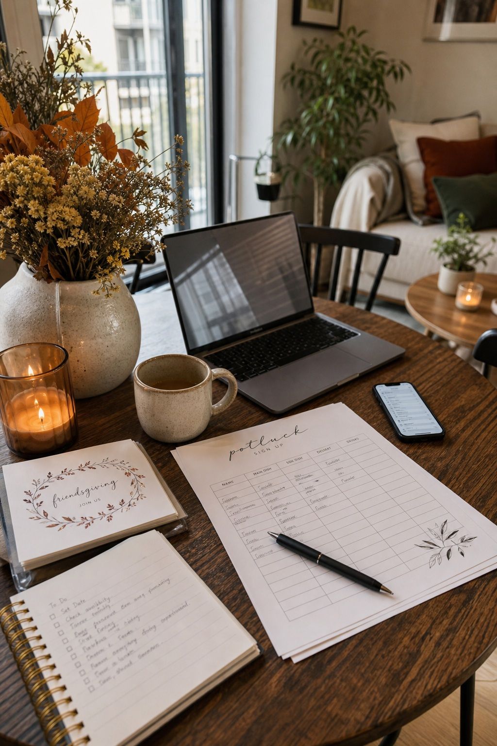 Set the Invite Two Weeks Out With a Potluck Sign Up Sheet small apartment idea for Top 18 Friendsgiving Dinner Party Ideas to Make Your Celebration Unforgettable.