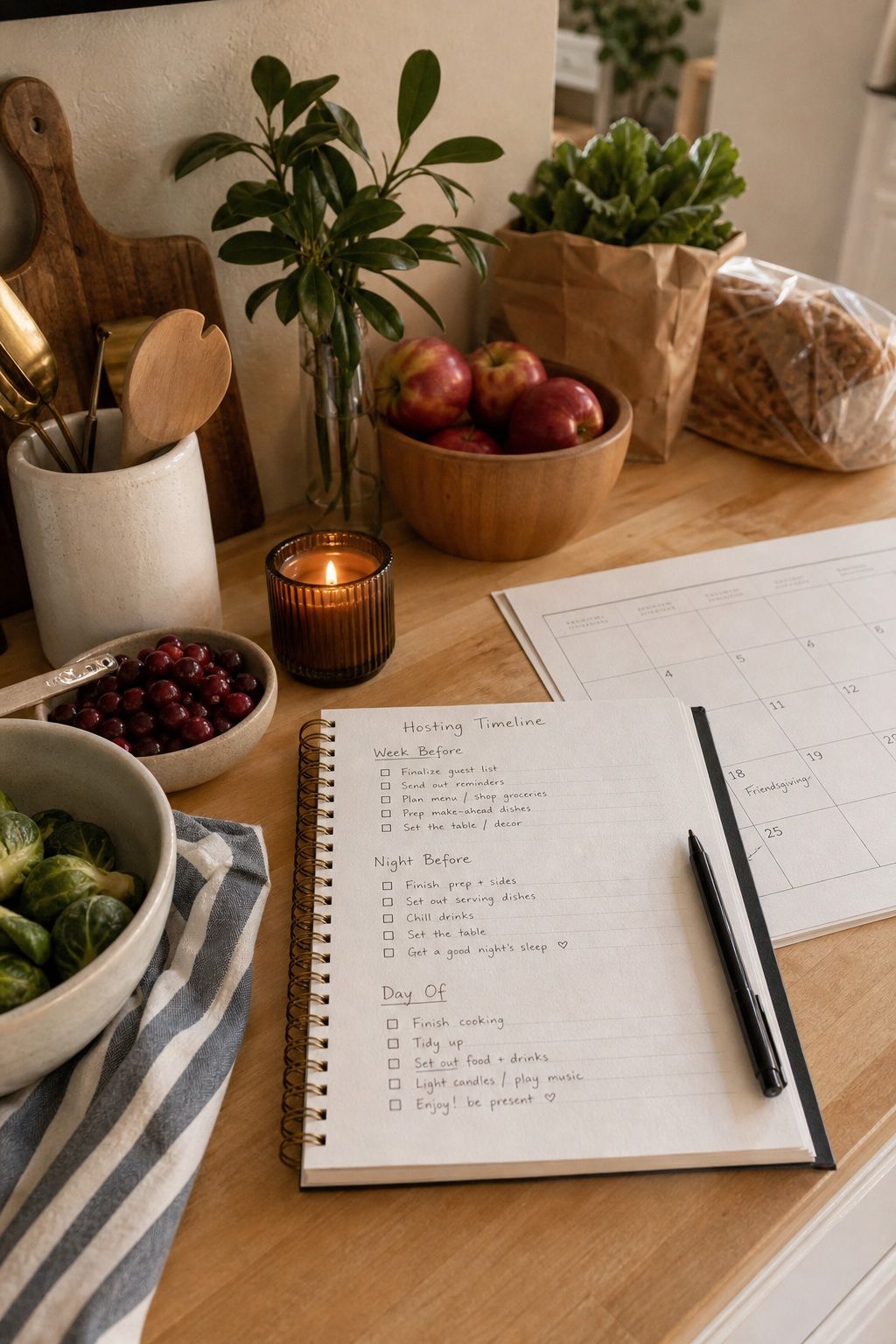 Build a Hosting Timeline Day Of Night Before Week Before small apartment idea for Top 18 Friendsgiving Dinner Party Ideas to Make Your Celebration Unforgettable.