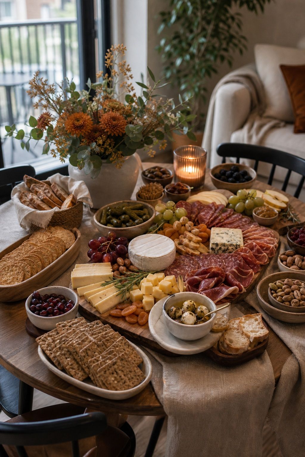 Charcuterie Grazing Table Instead of Plated Appetizers small apartment idea for Top 18 Friendsgiving Dinner Party Ideas to Make Your Celebration Unforgettable.