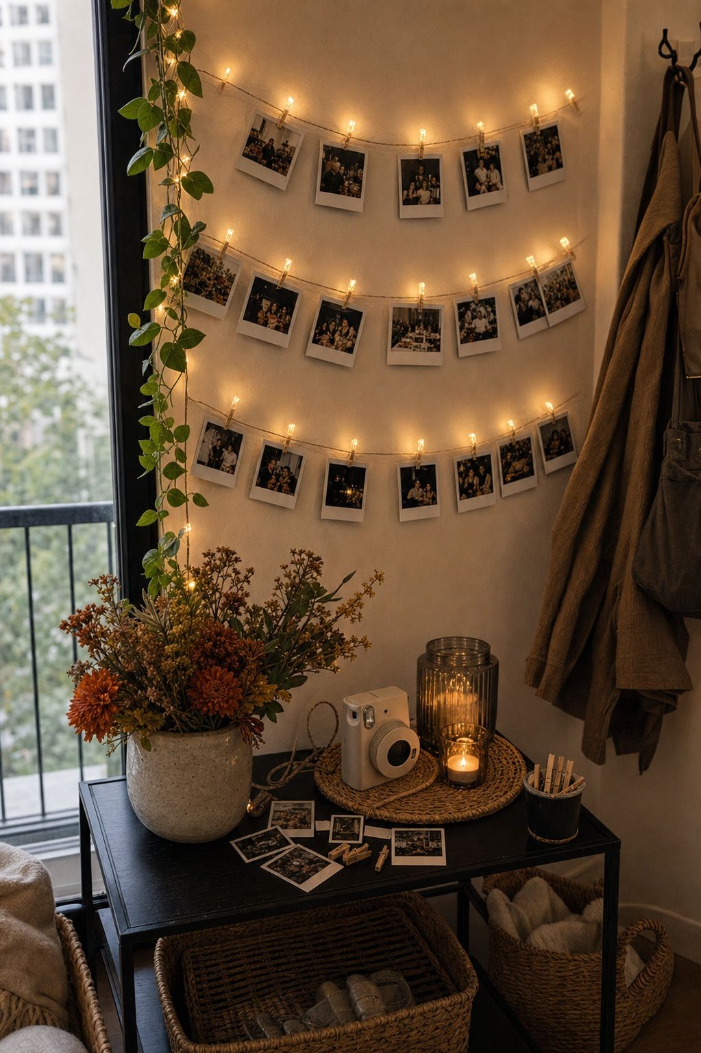 Polaroid Photo Wall Built Throughout the Night small apartment idea for Top 18 Friendsgiving Dinner Party Ideas to Make Your Celebration Unforgettable.