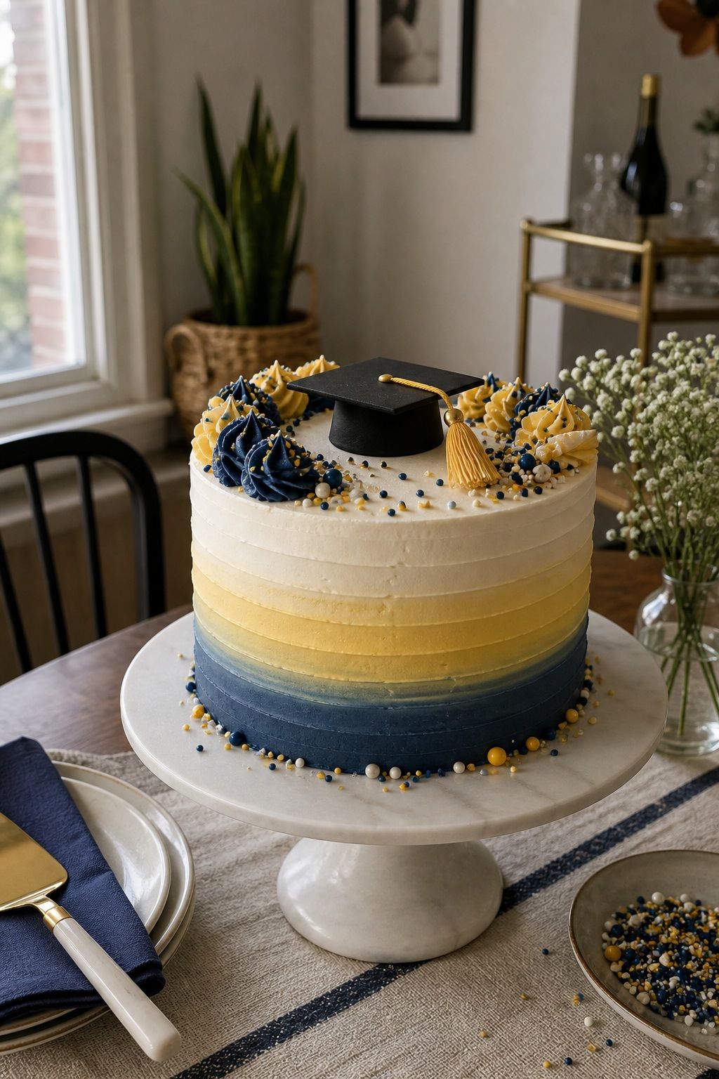 Ombre Buttercream in School Colors small apartment idea for Top 15 Easy Graduation Cake Ideas for a Memorable Sweet Treat.
