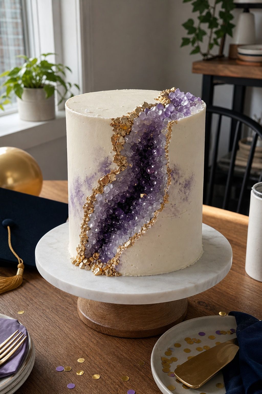 Geode Cake With Edible Crystal Clusters small apartment idea for Top 15 Easy Graduation Cake Ideas for a Memorable Sweet Treat.