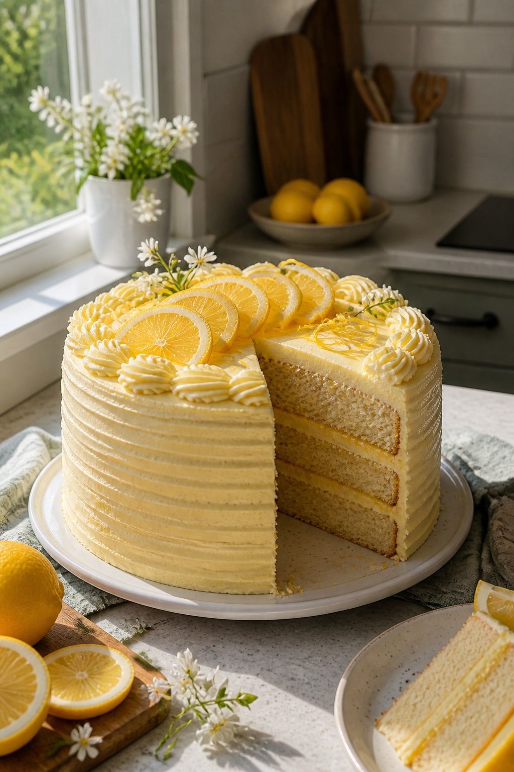 Lemon Cake With Lemon Buttercream for a Fresh Spring Flavor small apartment idea for Top 15 Easy Graduation Cake Ideas for a Memorable Sweet Treat.