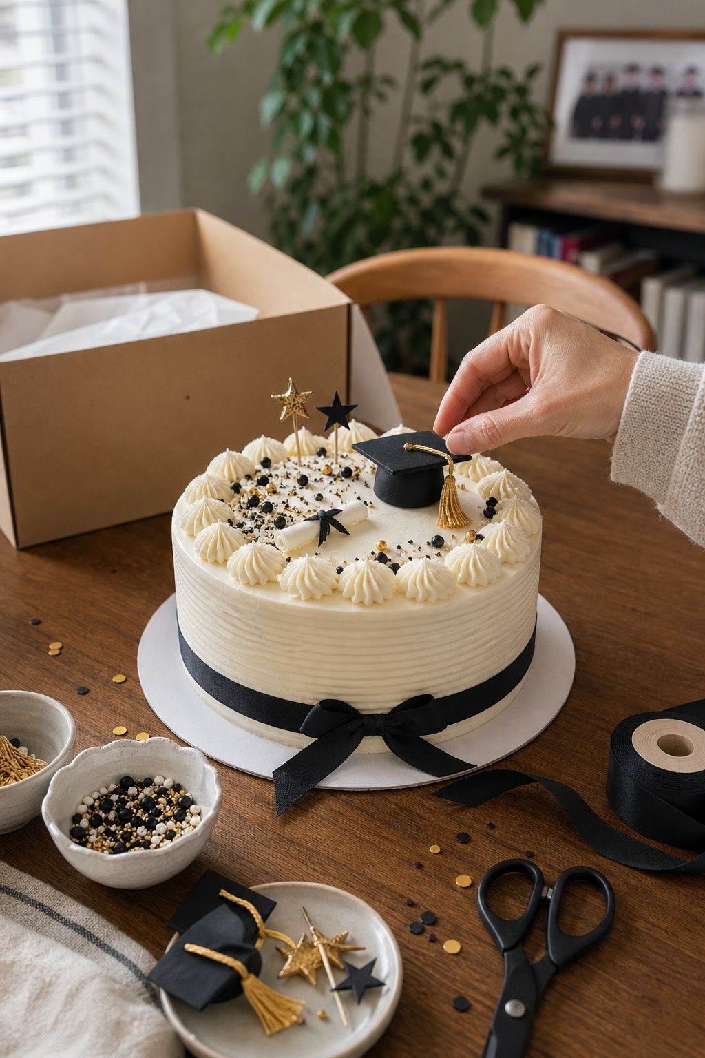 Order From a Local Bakery and Add DIY Personalization small apartment idea for Top 15 Easy Graduation Cake Ideas for a Memorable Sweet Treat.