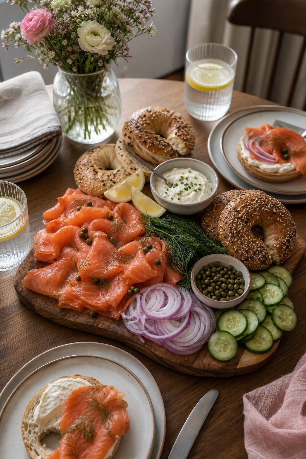 Smoked Salmon Board small apartment idea for Top 17 Mother's Day Brunch Ideas for a Beautiful Celebration at Home.