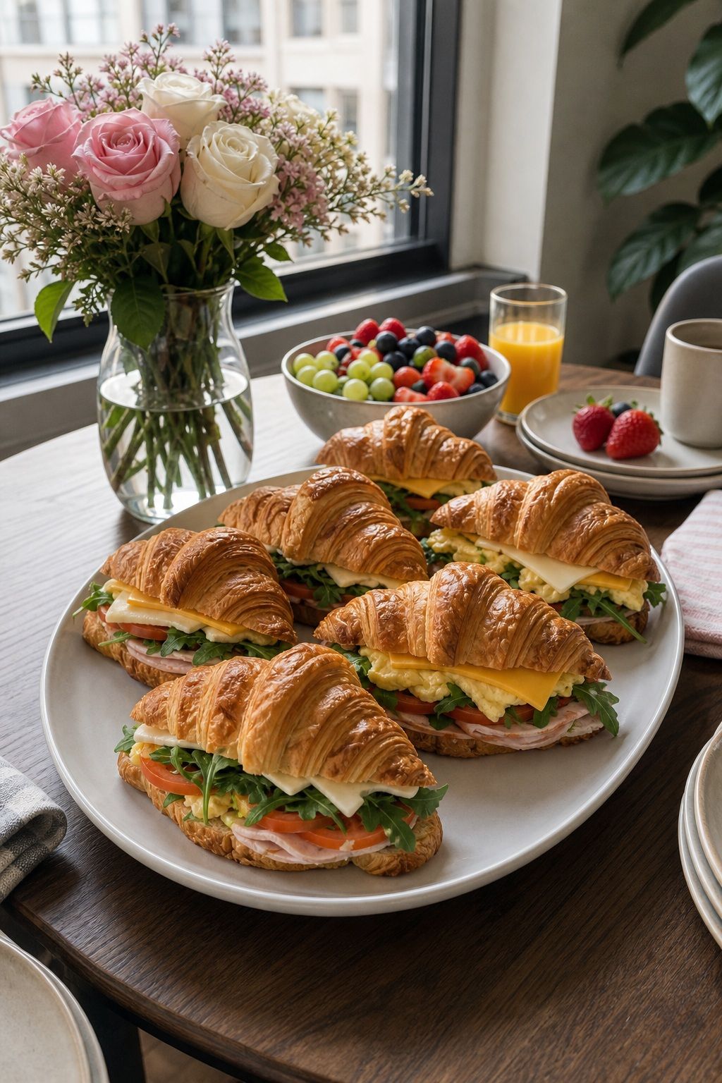 Croissant Sandwich Platter small apartment idea for Top 17 Mother's Day Brunch Ideas for a Beautiful Celebration at Home.