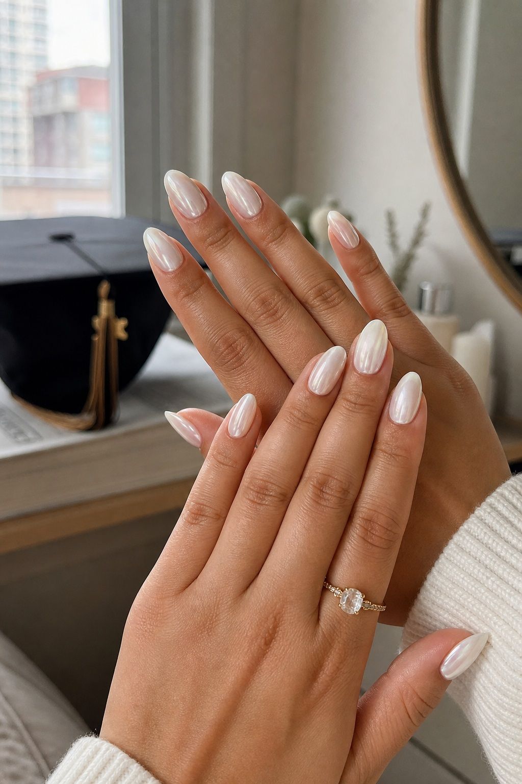 Glazed Donut White Nails small apartment idea for Top 18 Trendy Graduation Nails Ideas for Every Taste.