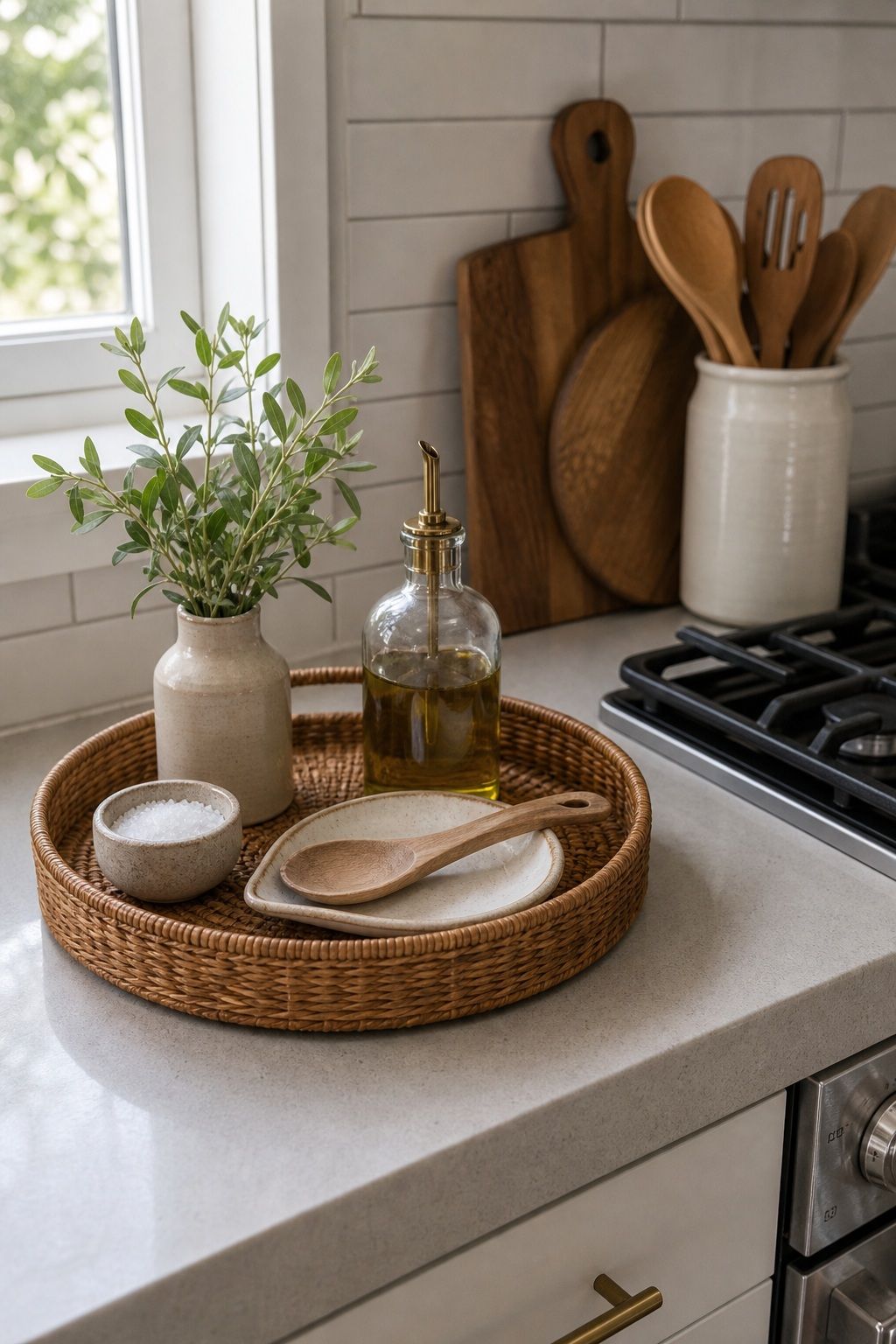 Layer in One Useful Object small apartment idea for Top 16 Summer Kitchen Tray Decor Ideas for Small Spaces.