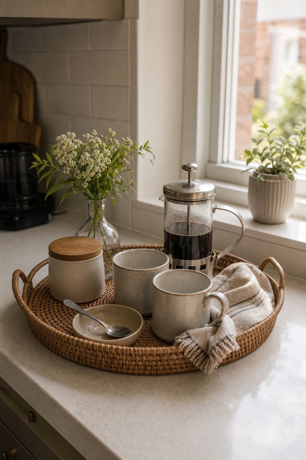 Build a Coffee or Tea Tray small apartment idea for Top 16 Summer Kitchen Tray Decor Ideas for Small Spaces.