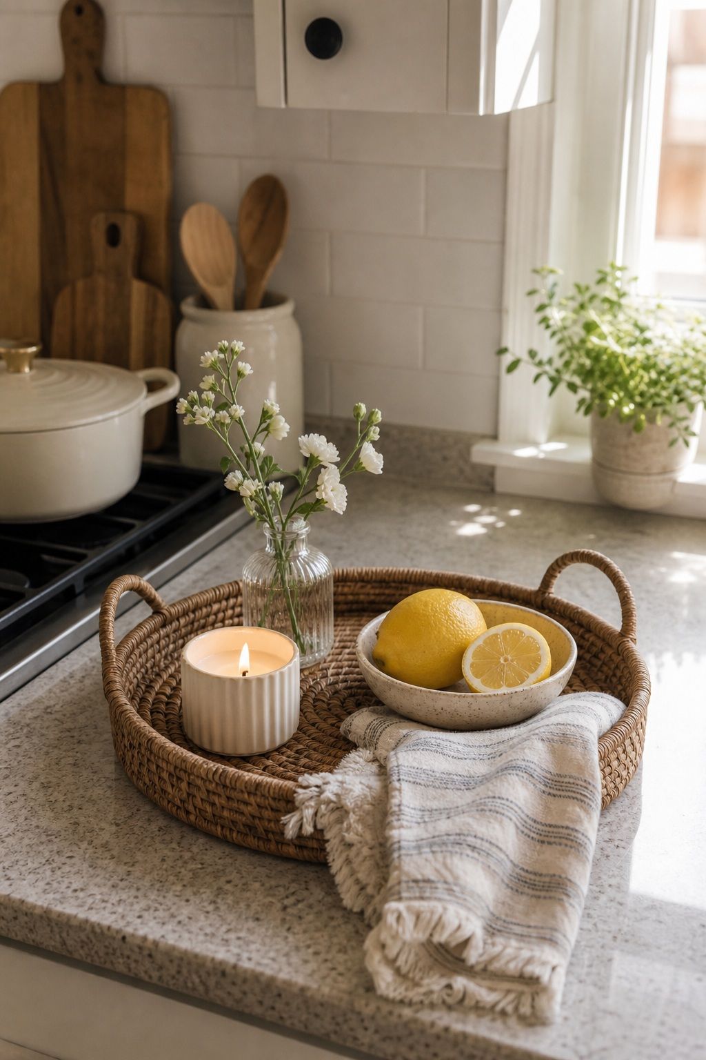 Treat the Tray as a Refresh, Not a Rebuild small apartment idea for Top 16 Summer Kitchen Tray Decor Ideas for Small Spaces.