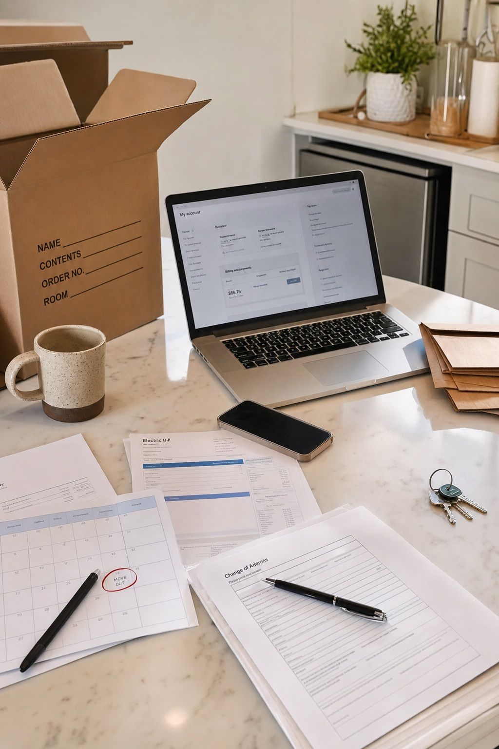 1 Week Before: Utilities and Forwarding Address small apartment idea for Apartment Moving-Out Checklist: Get Your Full Security Deposit Back.