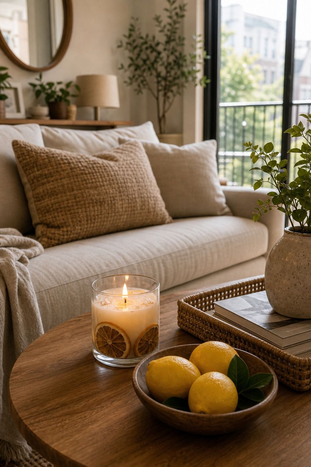 Light a Citrus or Sea Salt Candle in the Main Room small apartment idea for Top 18 Apartment Summer Decor Ideas to Refresh Every Room.