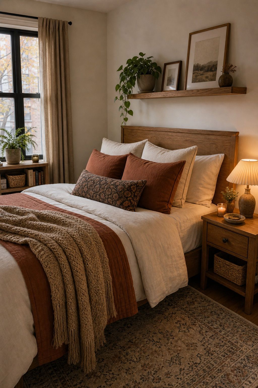 Add Warmth Through Wood Tones small apartment idea for Top 18 Autumn Decor Ideas for Bedrooms in Small Apartments.