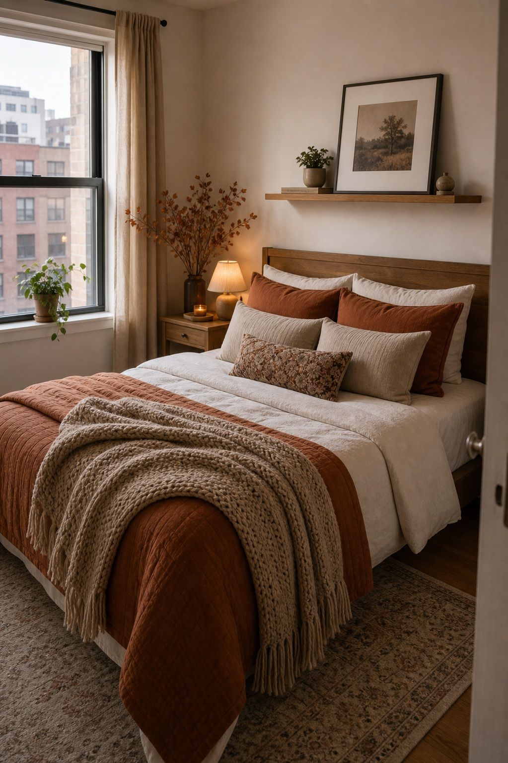 Keep It Layered but Edited small apartment idea for Top 18 Autumn Decor Ideas for Bedrooms in Small Apartments.