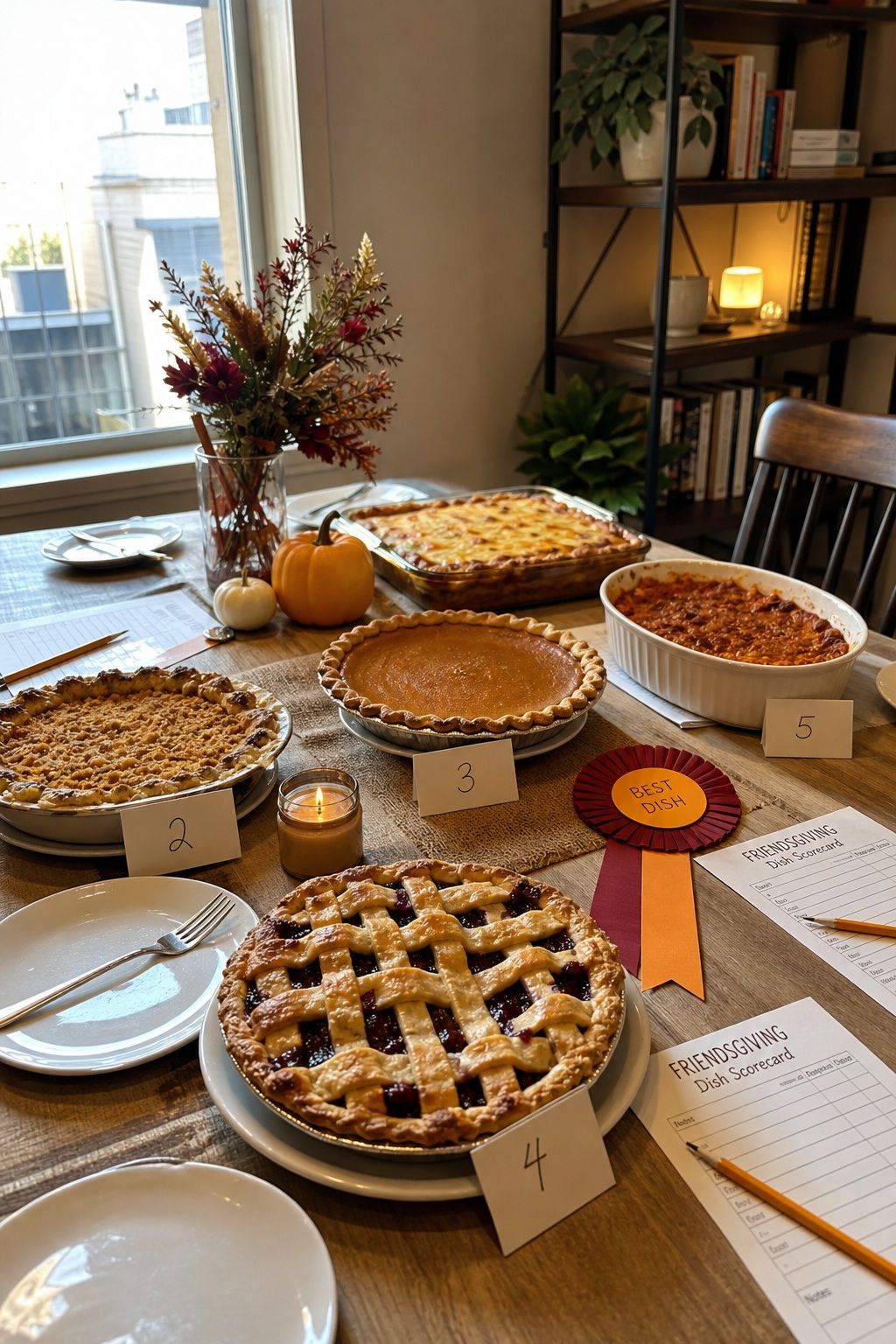 Host a Friendly Pie or Dish Contest small apartment idea for Top 18 Friendsgiving Ideas for a Cozy, Memorable Celebration.
