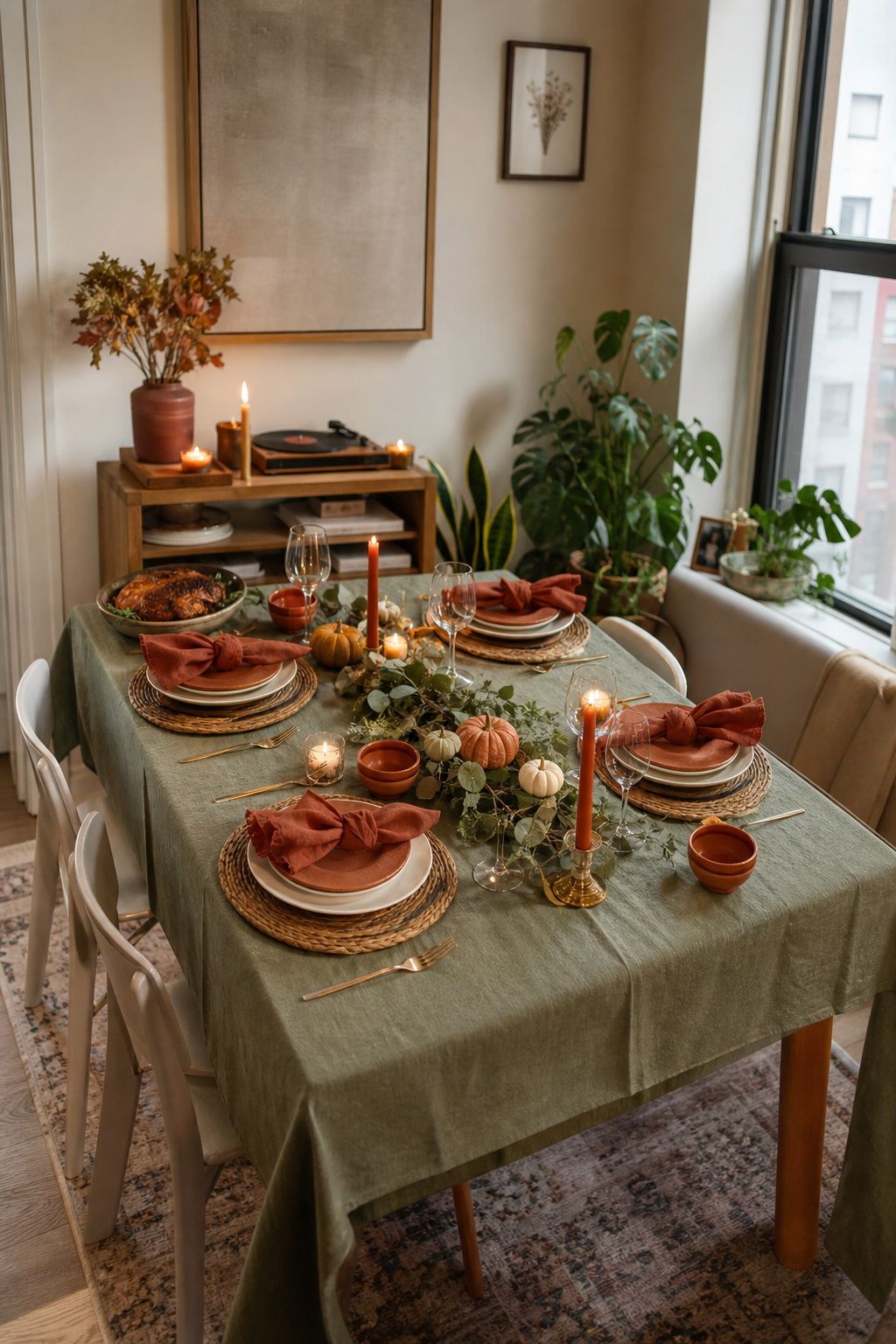 Cozy Fall Palette with Sage and Terracotta small apartment idea for Top 20 Hosting Friendsgiving Ideas to Create a Cozy and Stylish Celebration.