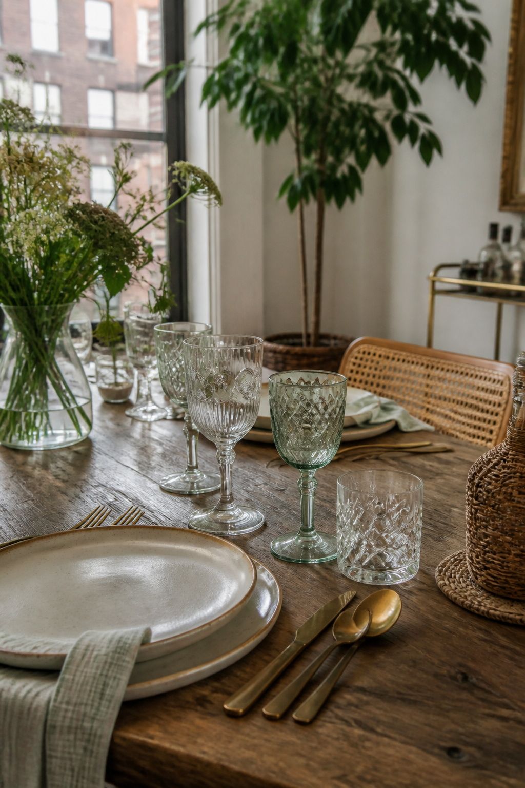 Layered Place Settings with Gold Flatware small apartment idea for Top 20 Hosting Friendsgiving Ideas to Create a Cozy and Stylish Celebration.