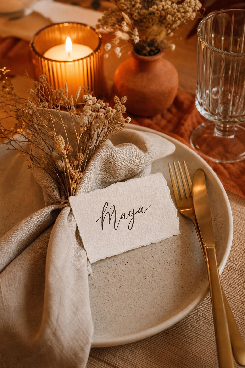 Handwritten Place Cards in Calligraphy small apartment idea for Top 20 Hosting Friendsgiving Ideas to Create a Cozy and Stylish Celebration.