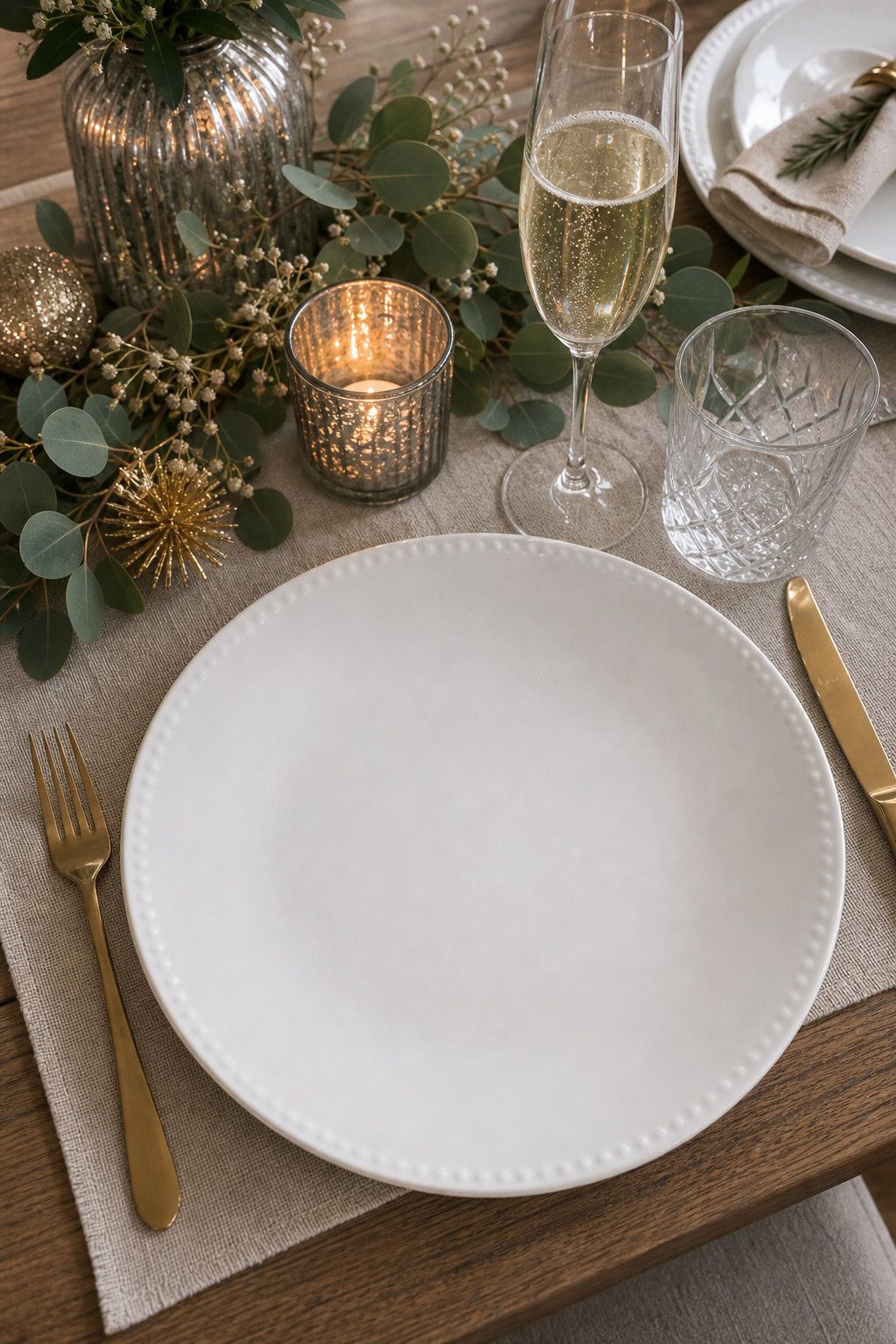 Choose a White or Cream Dinner Plate small apartment idea for Top 17 Best New Year Table Setting Ideas for Small Apartments.