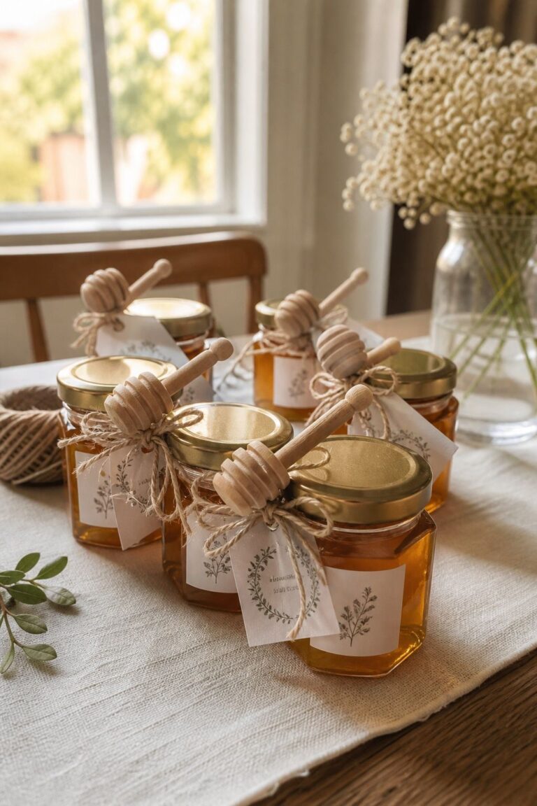 Mini Honey Jars With Custom Labels small apartment idea for Top 17 Summer Wedding Favors Guests Will Actually Use and Love.