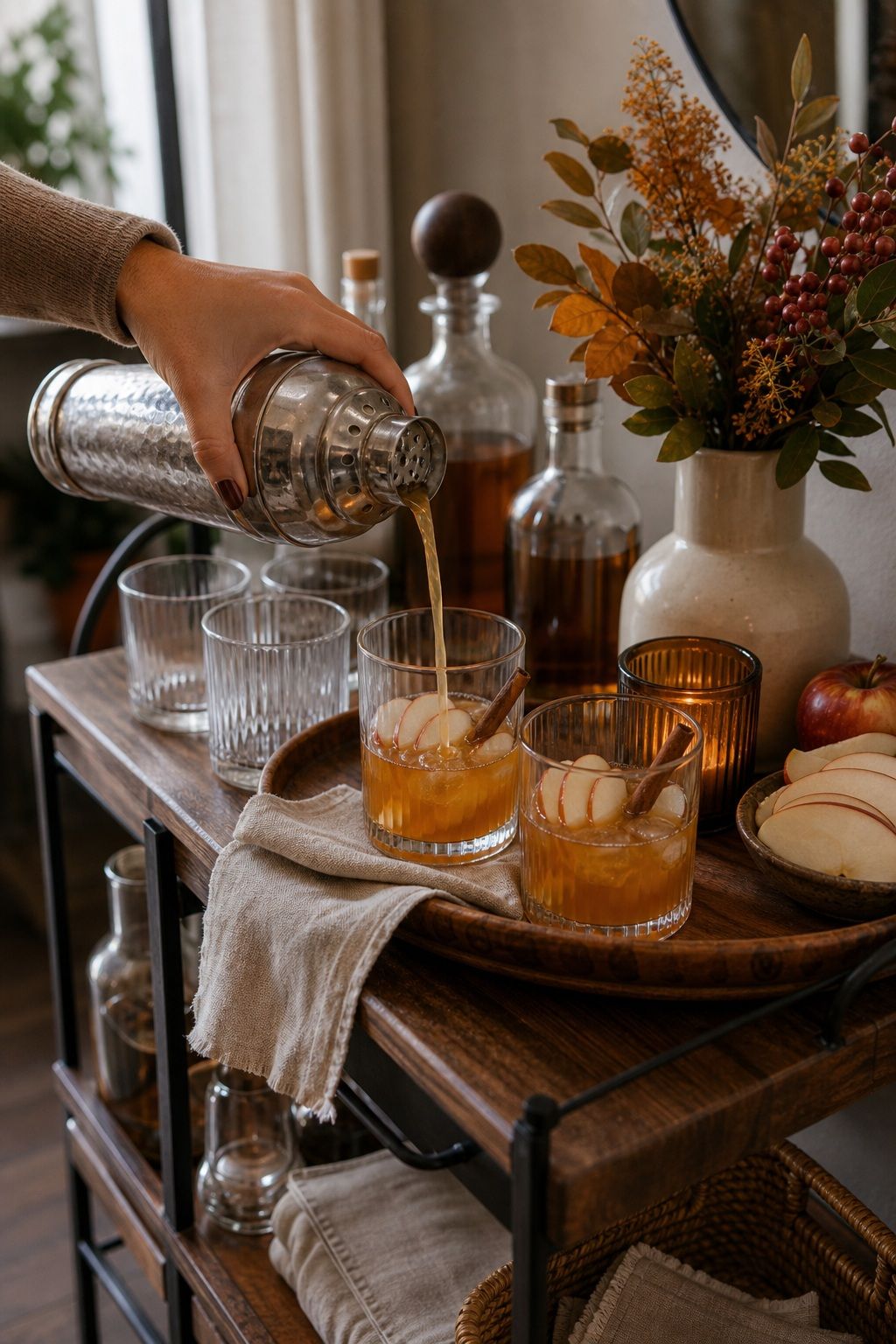Pour One Signature Fall Cocktail for the Welcome small apartment idea for Top 19 Best Thanksgiving Party Ideas for Small Apartments.