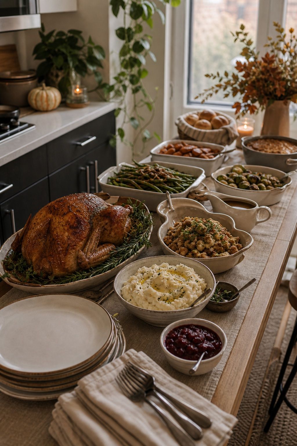 Use the Buffet Format for the Main Meal small apartment idea for Top 19 Best Thanksgiving Party Ideas for Small Apartments.