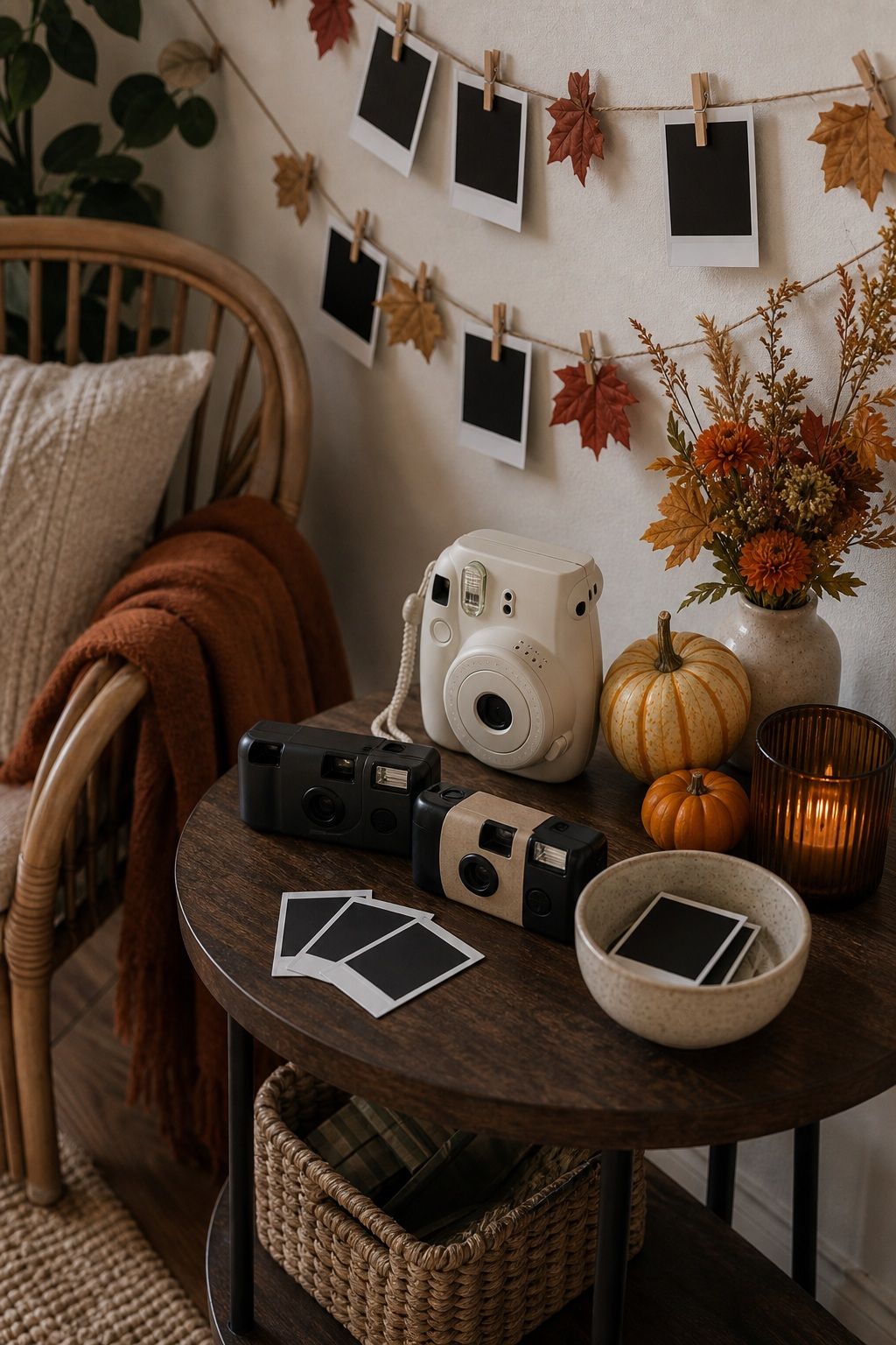 Set Up a Photo Station With Polaroid or Disposable Cameras small apartment idea for Top 19 Best Thanksgiving Party Ideas for Small Apartments.