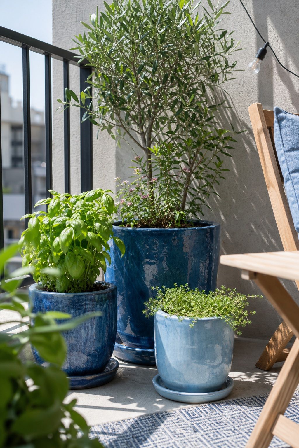 Blue Ceramic Outdoor Planters small apartment idea for Top 17 Light and Airy Blue Summer Decor Inspirations for Small Apartments.