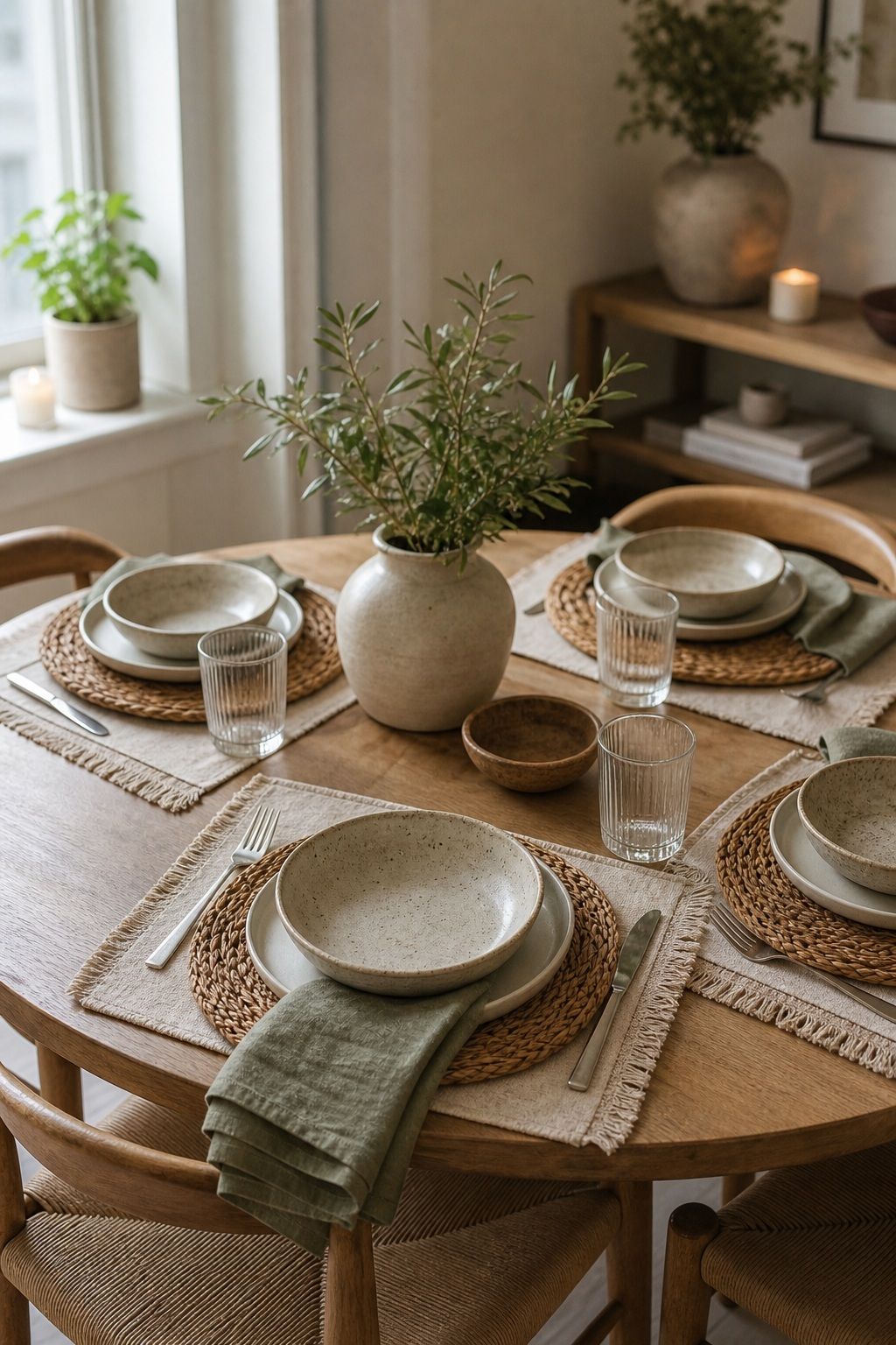 Layered Placemats with Ceramic Dinnerware small apartment idea for Top 17 Simple Steps for Perfect Dining Room Summer Decor.