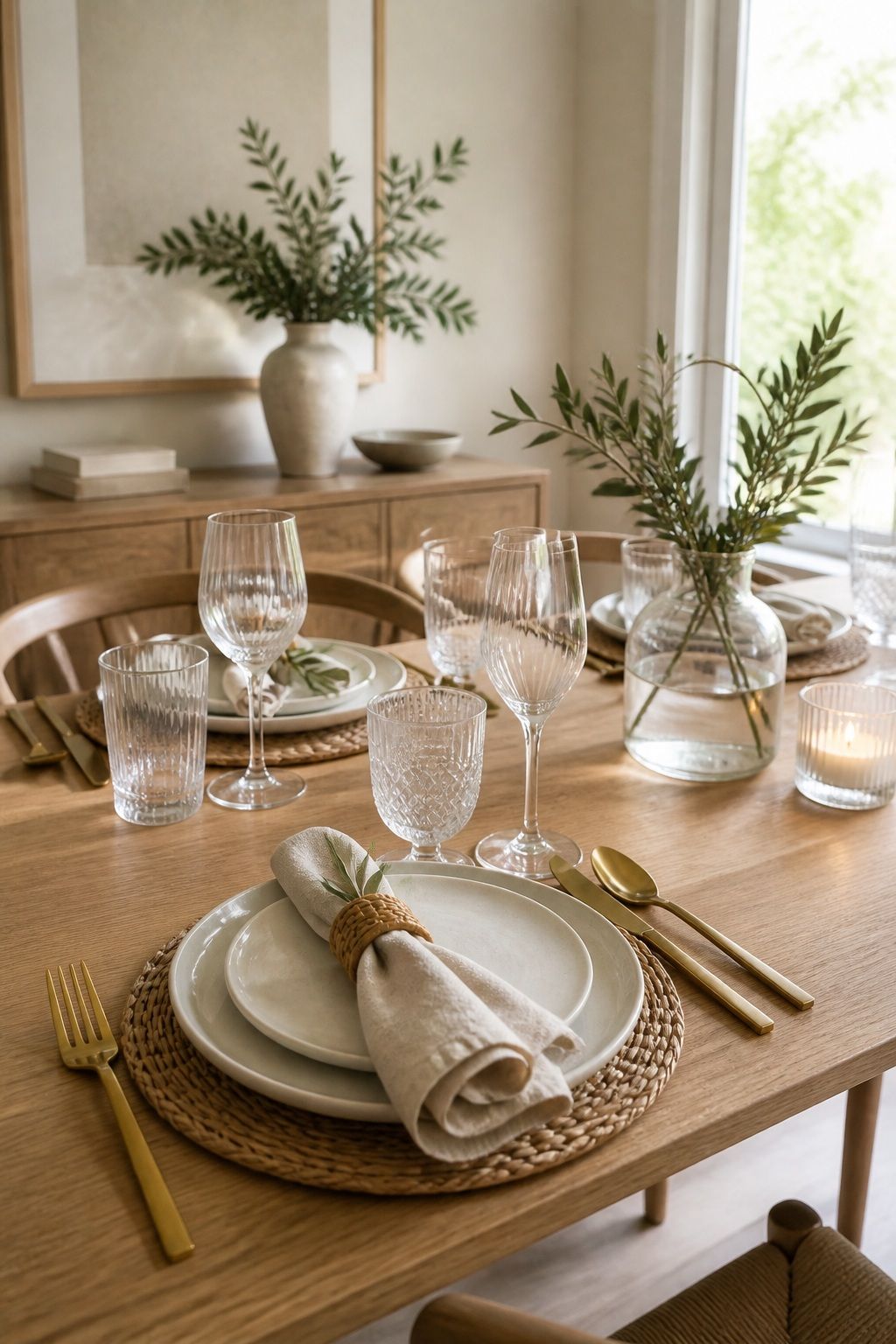 Mixed Glass and Brass Flatware small apartment idea for Top 17 Simple Steps for Perfect Dining Room Summer Decor.
