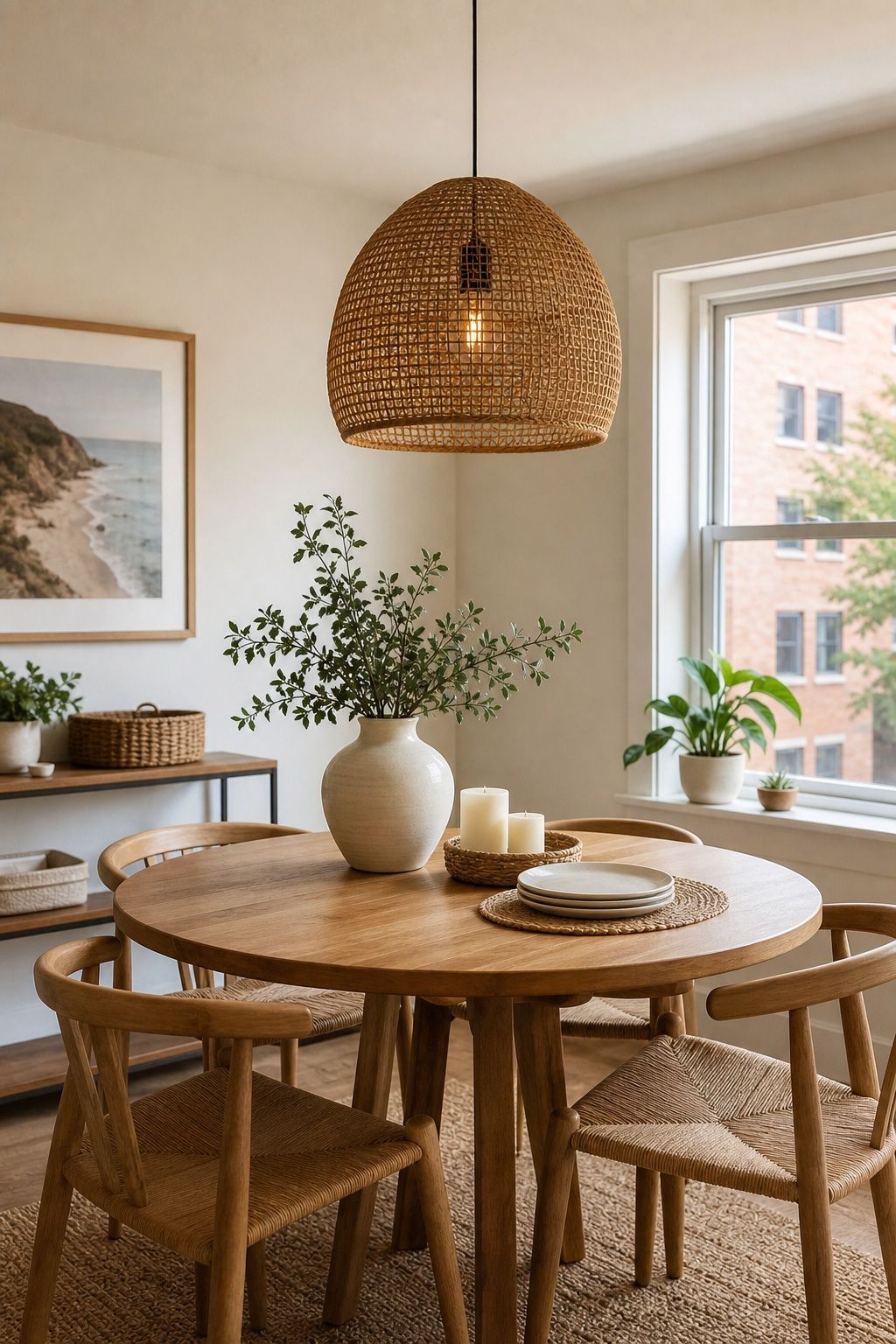 Rattan or Woven Pendant Light small apartment idea for Top 17 Simple Steps for Perfect Dining Room Summer Decor.