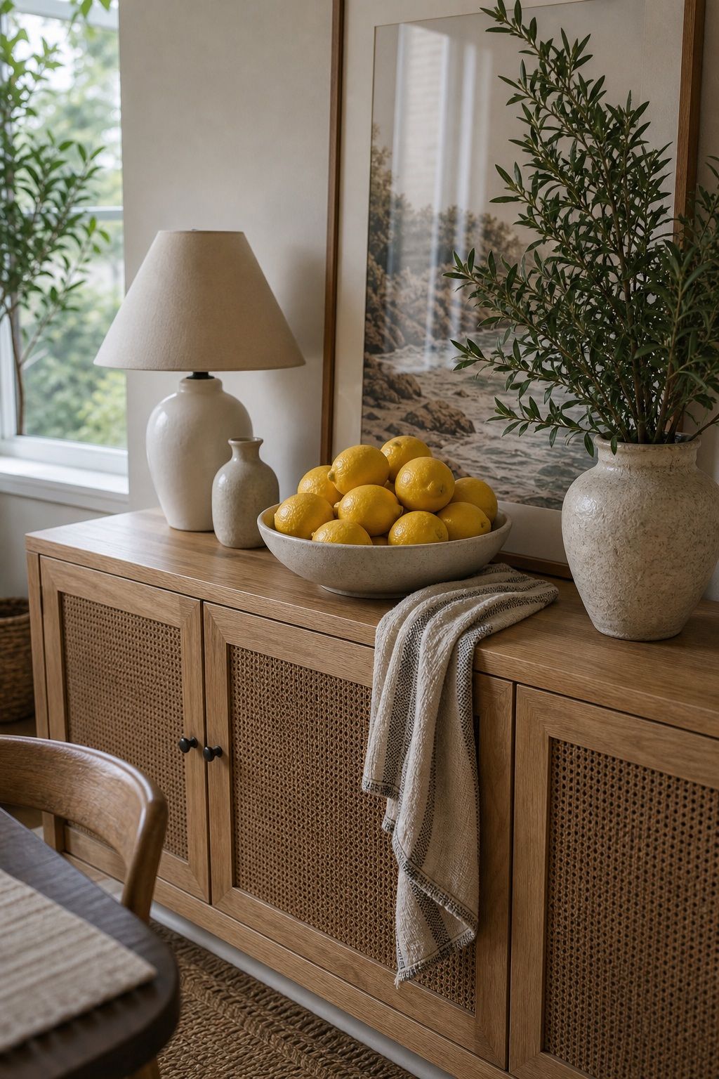 Lemon Bowl Buffet Display small apartment idea for Top 17 Simple Steps for Perfect Dining Room Summer Decor.