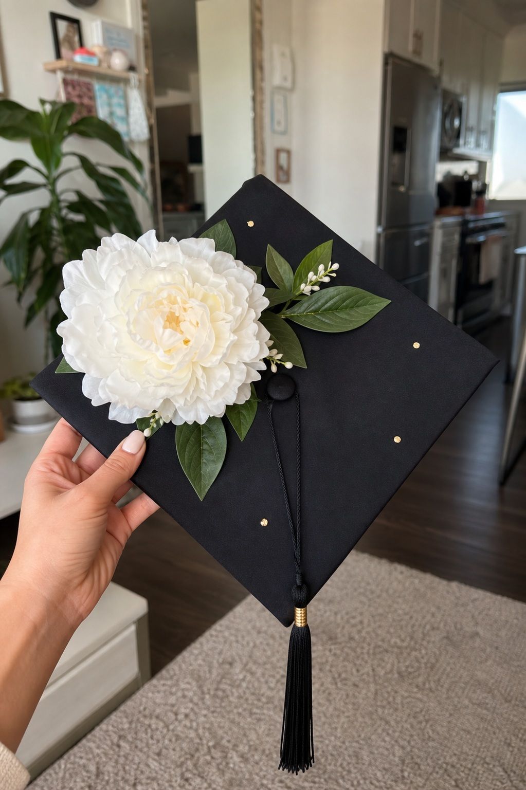 Single Statement Bloom Cap small apartment idea for Top 20 Creative Graduation Cap Designs to Celebrate Your Big Day.