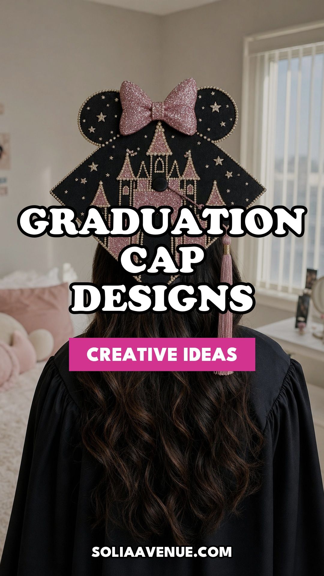 Pinterest pin for Top 20 Creative Graduation Cap Designs to Celebrate Your Big Day from Solia Avenue.