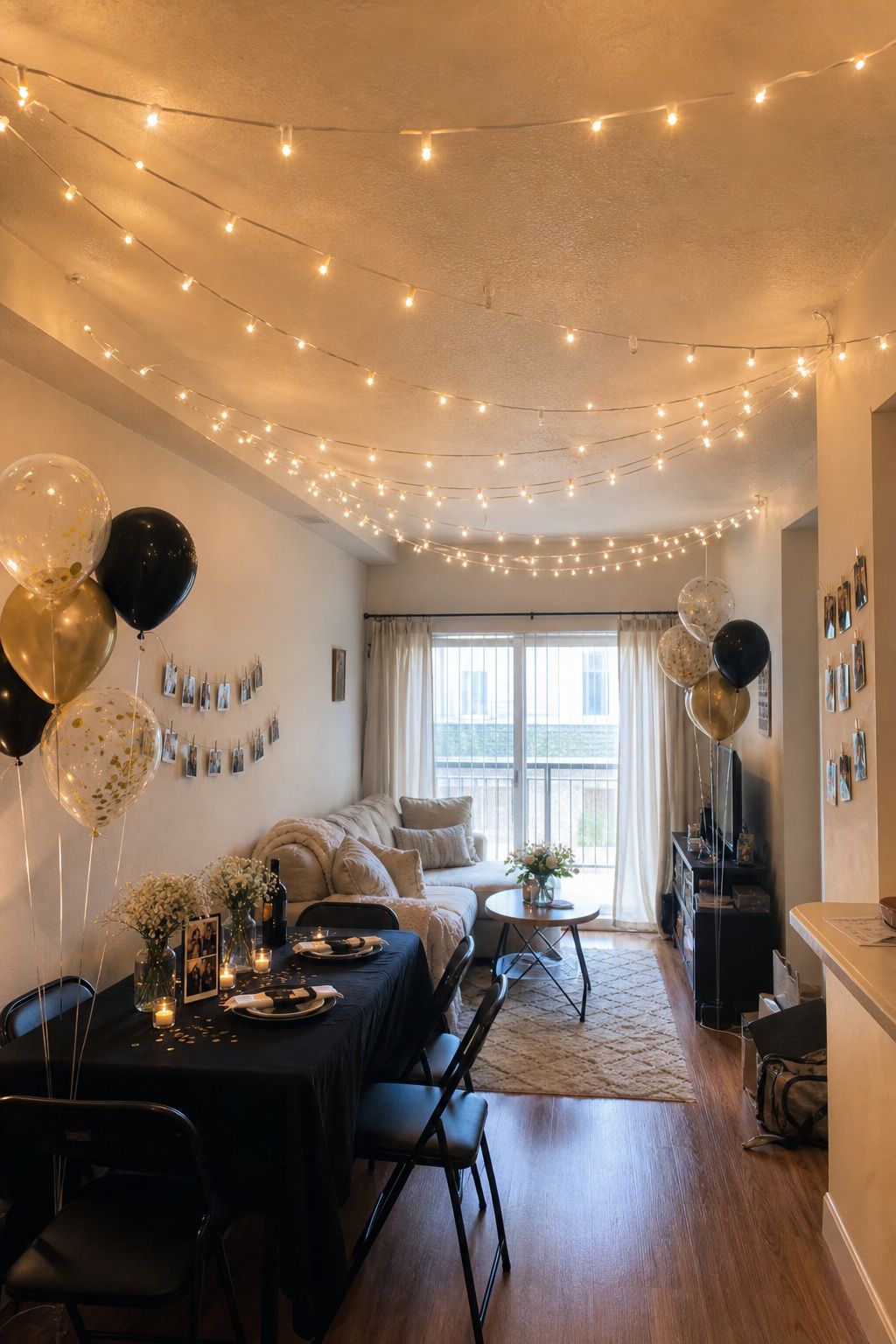 String Light Canopy small apartment idea for Top 20 Graduation Decoration Ideas That Make Any Party Feel Special.