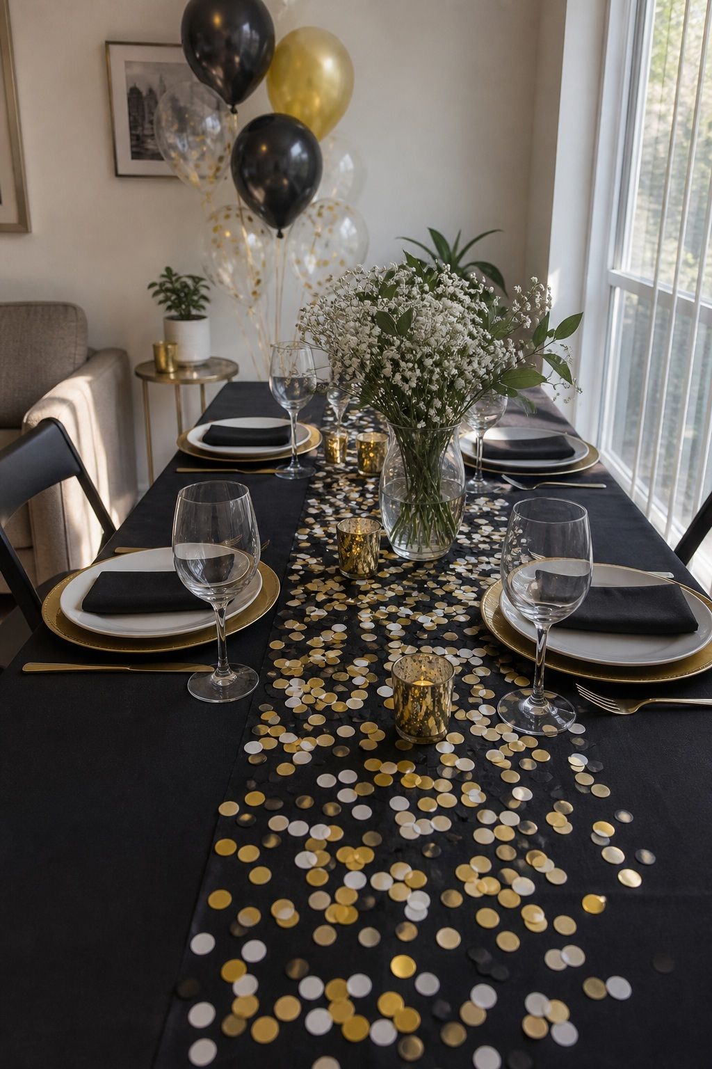 Confetti Table Runner small apartment idea for Top 20 Graduation Decoration Ideas That Make Any Party Feel Special.