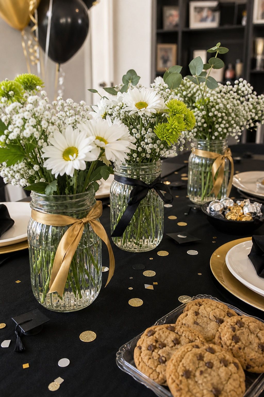 Mason Jar Flower Arrangements small apartment idea for Top 20 Graduation Decoration Ideas That Make Any Party Feel Special.
