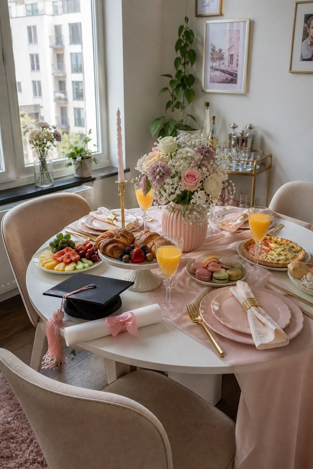 Pastel Aesthetic Brunch Celebration small apartment idea for Top 16 Graduation Party Themes That Go Beyond the Basics.
