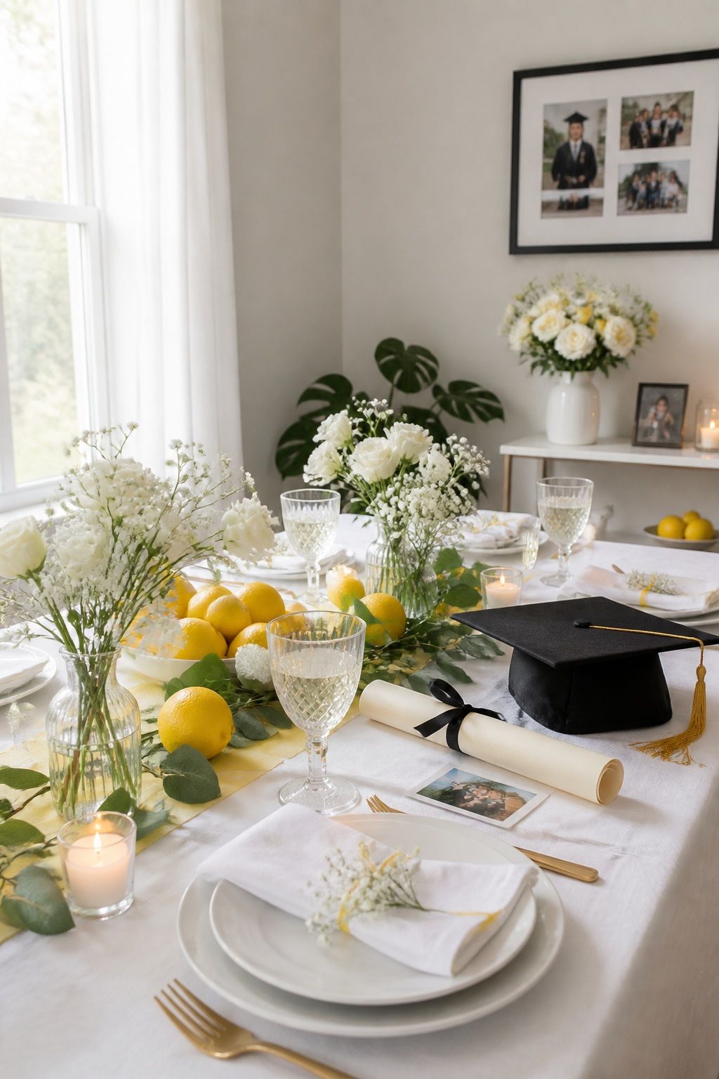 White and Lemon for a Fresh, Sophisticated Look small apartment idea for Top 16 Graduation Party Themes That Go Beyond the Basics.