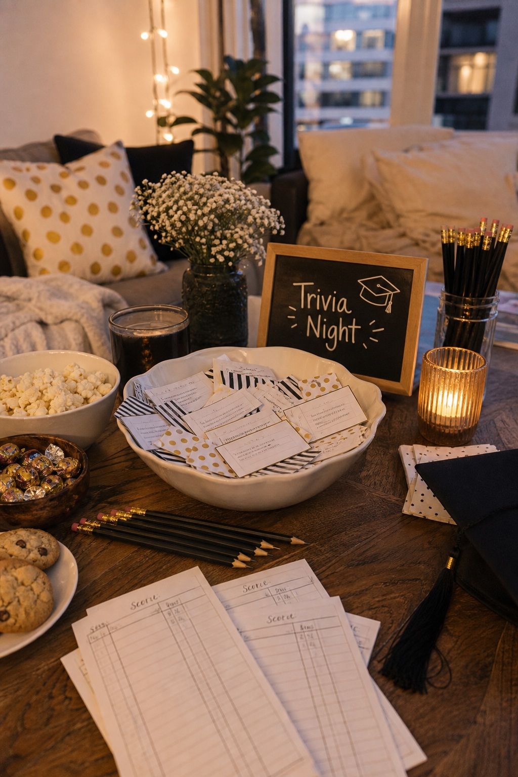 Trivia Night Themed Around the Graduate small apartment idea for Top 16 Graduation Party Themes That Go Beyond the Basics.